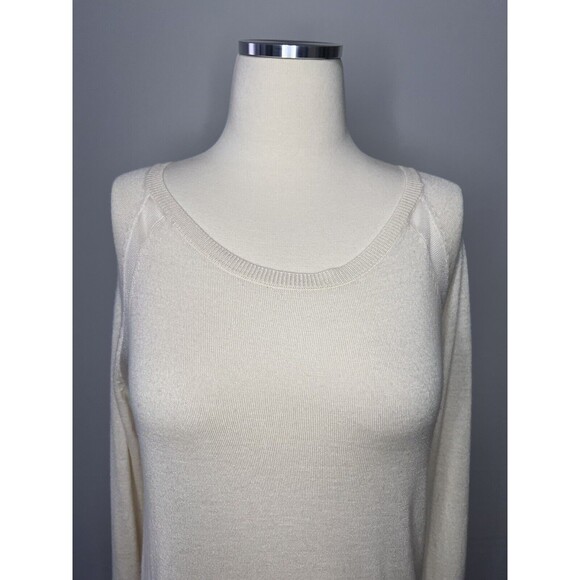 Vince Women's Size Small Sweater Wool Silk Blend Lightweight Cream Scoop Neck - Picture 3 of 7